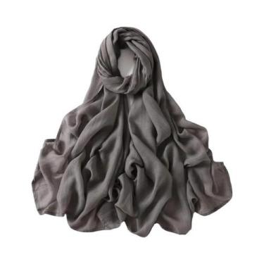 Imagem de Lenço Hijab De Algodão E Rayon Tamanho Grande, Cor Sólida, Para Mulher