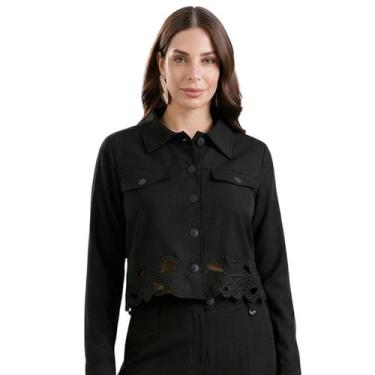 Imagem de Camisa Feminina Gris Linho com Elastano, Preto, M