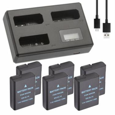 Imagem de Kit 6 Bateria MemoryTec EN-EL14 + Carregador Triplo compatível com Nik