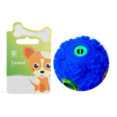 Imagem de Brinquedo Bola Mordedor P/ Ração Cachorro C/ Som Azul - RT
