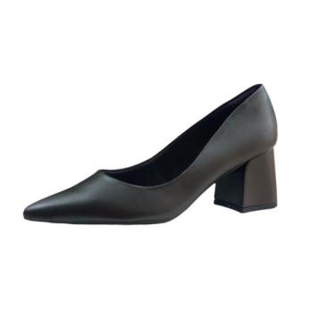 Imagem de Sapato scarpin feminino salto bloco Mariotta, Preto, 38