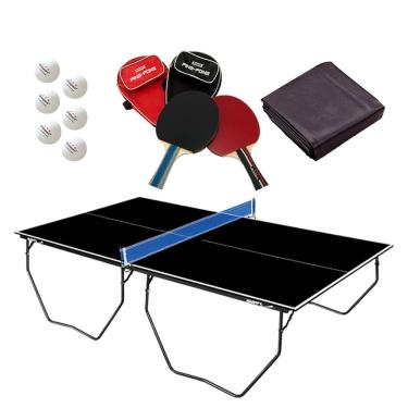Imagem de MESA PING PONG PRETA 1087 KLOPF + 2 Kits c/ Estojos + Capa
