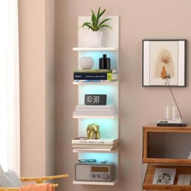 Imagem de Prateleira de parede VIWODS de 5 camadas com composto branco claro RGB
