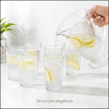 Imagem de Jogo Jarra Lila 1L com 6 Copos de Vidro Transparente 7 Peças - Hauskra
