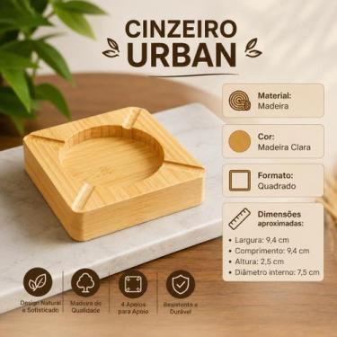 Imagem de Cinzeiro Urban Madeira Clara 4 Apoios 9,4x9,4 cm - Lua Mística Origina