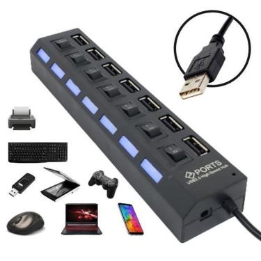 Imagem de Adaptador Extensor Hub Usb 7 Portas Para Pc Computador