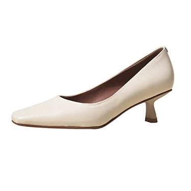 Imagem de Sapatos femininos de salto alto, sapatos stiletto, sapatos de salto alto bico fino confortáveis para escritório, negócios, casual, festa, casamento, branco, 35 EU