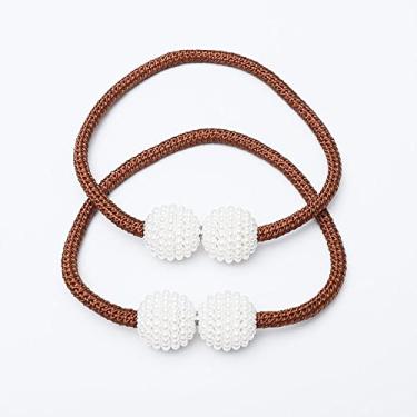 Imagem de Cinta de pérola ímã fivela fivela gancho fivela de corda decorativa fivela de cortina leve luxo acessórios cinto de gravata cordas tiebacks de cortina, T8, 2 PCS