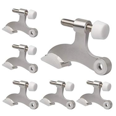 Imagem de Rolo de porta de pino com dobradiça ajustável e resistente com pontas de borracha branca, Satin Nickel, SN-6PK
