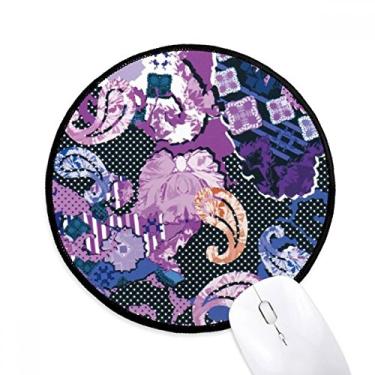 Imagem de Mouse pad de mesa com estampa abstrata de folha de flor roxa para computador