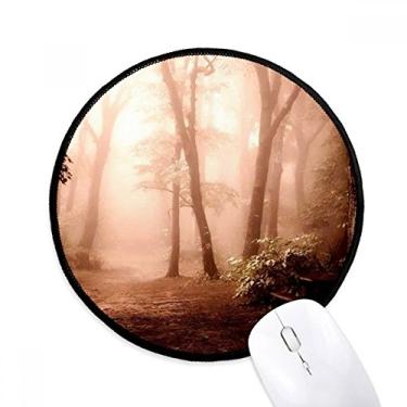 Imagem de Mouse pad vermelho escuro ciência floresta cenário natureza tapete redondo escritório para computador