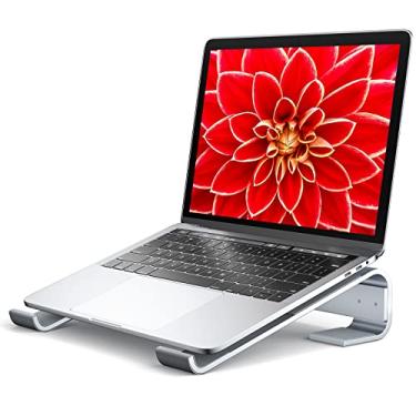 Imagem de SOQOOL Suporte de laptop para mesa, suporte de computador para mesa, suporte ergonômico ventilado para notebook compatível com MacBook Air Pro Dell XPS HP 11 14 15,6 17,3 polegadas prata trabalho em