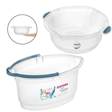 Imagem de Kit Balde Oval 14 Litros Plástico Rodo Vassoura Bacia Limpeza Casa Lavanderia - Sanremo - Transparente