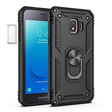 Imagem de Capa para Samsung Galaxy J2 Core (2020) Capinha com protetor de tela de vidro temperado [2 Pack], Case para telefone de proteção militar com suporte para Samsung Galaxy J2 Core (2020) (preto)