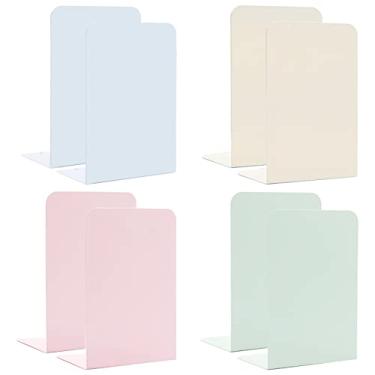 Imagem de Livros de metal Zyners, 4 pares/8 peças para livros pesados para prateleiras, compartimento para livros com design antiderrapante para revistas, DVDs, crianças, meninas (8 x 5,3 x 4 polegadas)