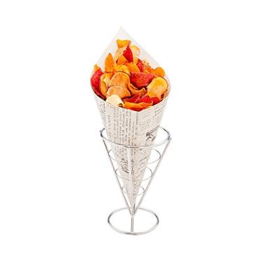 Imagem de Conetek 29,5 cm Conetek Cones ecológicos: Perfeito para aperitivos - Cone de papel seguro para alimentos com estilo de impressão de jornais - descartável e reciclável - 100-CT - Restaurantware