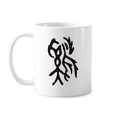 Imagem de Bones Inscritions Caneca de cerâmica de galo do zodíaco chinês Caneca de porcelana de café