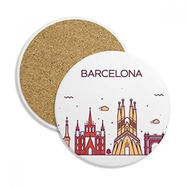 Imagem de Caneca de porta-copos Barcelona Espanha com padrão de marco plano para proteção de mesa, pedra absorvente