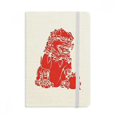 Imagem de Caderno patriotismo com corte de papel China Red Lion oficial de tecido capa dura diário clássico