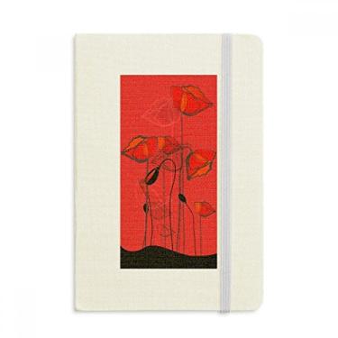 Imagem de Caderno de milho com arte abstrata de flores vermelhas, capa dura em tecido, diário clássico