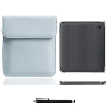 Imagem de enoxboo Capa para Kobo Libra 2 (Release 2021), Tampa Transparente de Back Protective Traseiro da TPU Soft para 7 "Kobo Libra 2, Vem com Uma Bolsa de Manga e Uma Caneta com Tela Sensível Ao Toque