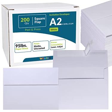 Imagem de 200 envelopes de convite A2 a granel em branco autoselagem de 10 x 14 cm, envelopes quadrados de aba RSVP 43 kg para envio de anúncios, cartões de felicitações 1/4 com foto