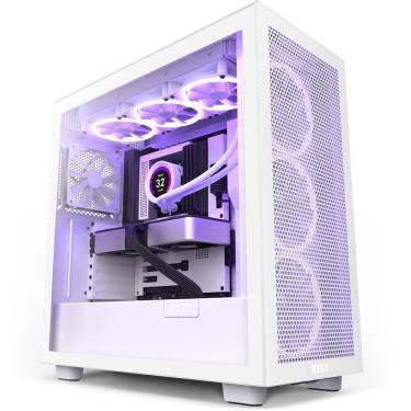 Imagem de Gabinete Gamer NZXT H7 Flow - Lateral em Vidro Temperado - USB 3.2 - Mid Tower - Branco - CM-H71FW01