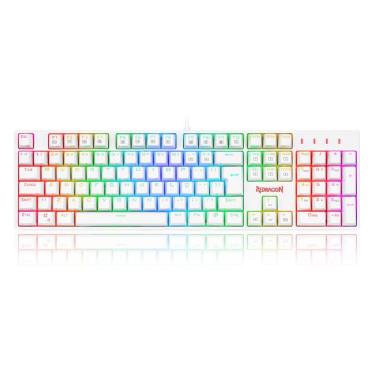 Imagem de Teclado Mecânico Redragon Surara Pro - ABNT2 - Switch Azul Óptico - RGB - Branco - K582W-RGB-PRO