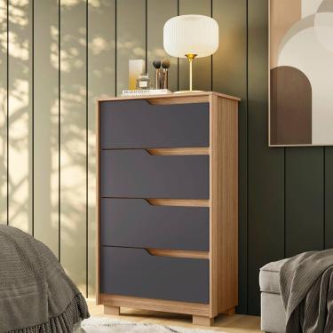 Imagem de Cômoda 4 Gavetas Doble Albatroz Móveis Marrom/Titanium