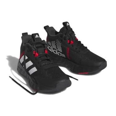 Imagem de adidas Tênis de basquete Own the Game 2.0 para crianças, Núcleo preto/branco/vermelho vívido, 14