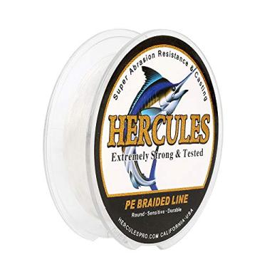 Imagem de Hercules Linha de pesca trançada super forte 4 fios super econômico de 1,8 kg a 2,3 kg Teste para água salgada, 109/328 / 547/1094 jardas (100 m / 300 m / 500 m / 1000 m), Diam# 0,08 mm - 0,55 mm, alta qualidade, Branco, 6LB(2.7KG)-0.08MM-109YDS(100M)
