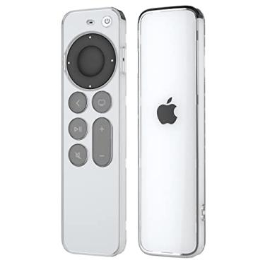 Imagem de Kawoco Capa protetora para controle remoto compatível com Apple TV 4K / HD Siri Remote 3ª/2ª geração (2022/2021), antideslizante/à prova de queda/à prova de poeira TPU - transparente