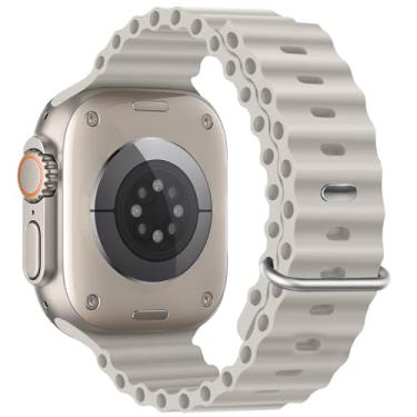 Imagem de Pulseira esportiva de silicone Ocean - compatível com Apple Watch Ultra 2/Ultra de 49 mm, 45 mm e 44 mm, unissex, respirável, macia e impermeável para iWatch Ultra 2, iWatch Ultra série 10 de 46 mm