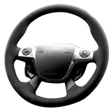 Imagem de Alfanxi Costura manual Itália Alcantara Capa de volante para carro para Ford C-Max Energi/C-Max Híbrido/Foco Elétrico (Alcântara + Sem listras)