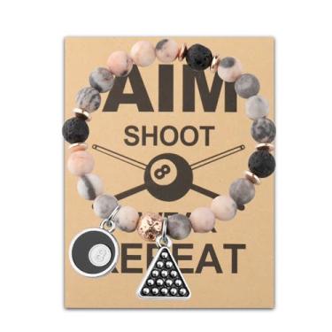 Imagem de CHOORO Pulseira de bola de bilhar, presente para jogador de bilhar, bola de sinuca, 8 bolas da sorte, presente para amantes de bilhar, 3.5, liga metálica, Liga metálica.