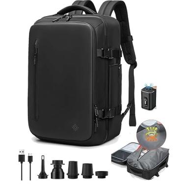 Imagem de Mochila Vacpack, mochila com bomba, mochila expansível a vácuo de 41 litros com compressão selada para viagens, Bomba de vácuo preta