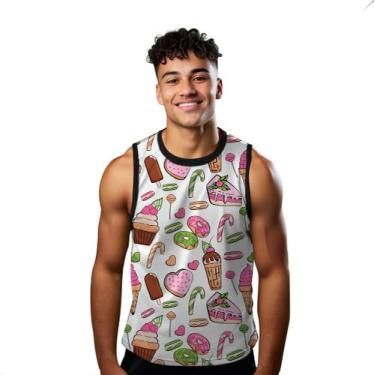 Imagem de Camiseta Regata Verão Estilo Moda Praia Donuts Doce Sorvete Bolo 1424