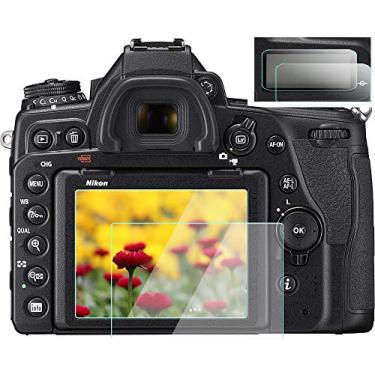 Imagem de Película protetora de tela D780 compatível com tela LCD Nikon D780, película protetora de vidro temperado WH1916 (parte superior de 2 peças + tela LCD de 2 peças)