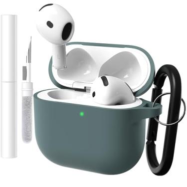 Imagem de Brujula Capa protetora de silicone para AirPods 4 com ANC, compatível com AirPods 4ª geração 2024 (verde lago, AirPods 4 com ANC)