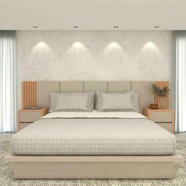 Imagem de Kit Quarto MDF Sob Medida Com Cabeceira King 3,50m e 2 Mesas - Casa La