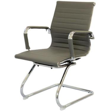 Imagem de Poltrona Eames Esteirinha Fixa Cinza Base Cromada - 27185 - Sun House