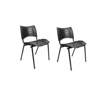 Imagem de Kit 2 cadeira empilhável iso fixa preta - MOVEIS VITORINO
