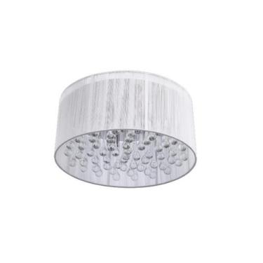 Imagem de Plafon Sobrepor Redondo Tecido Voil / Cristal 40CM 6xE14 - D&D Ilumina