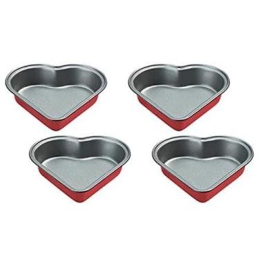 Imagem de Conjunto cuisinart 4 mini formas coração em aço inox antiaderente verm