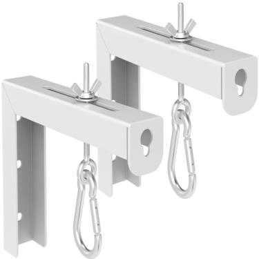 Imagem de POROHOM Suporte universal para tela de projetor em L, extensão ajustável de 15 cm com gancho manual, para parede ou teto, projetor doméstico e telas de filmes, capacidade de 36 kg cada (branco)