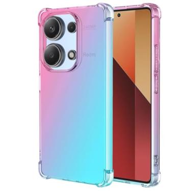 Imagem de Ueokeird Capa para Redmi Note 13 Pro 4G, Poco M6 Pro 4G 23117RA68G, capa protetora transparente e fofa gradiente fina antiarranhões TPU à prova de choque para Xiaomi Redmi Note 13 Pro 4G rosa/verde
