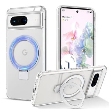 Imagem de CameCosy Capa para Google Pixel 7A (2023) com suporte de anel magnético [compatível com MagSafe], design cristalino, proteção contra quedas, não amarela, à prova de choque, com suporte para Google