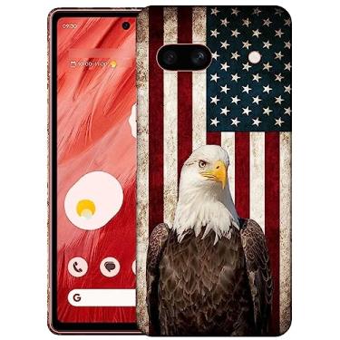 Imagem de SM Cases Capa Google Pixel 7A - Bandeira dos EUA Águia careca Design impresso 3D Capa de plástico rígido para Google Pixel 7A (não para Pixel 6A). Branco