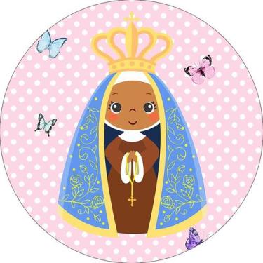 Imagem de Painel De Festa Redondo 1,50x1,50 - Nossa Senhora Aparecida Rosa 007 -