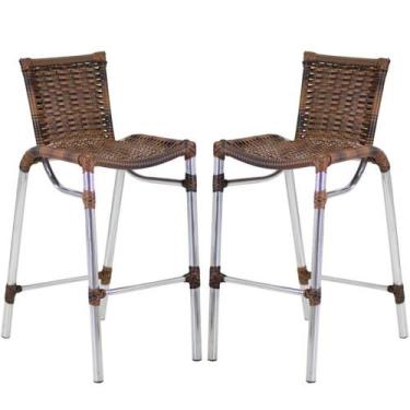 Imagem de 2 Banqueta Alumínio Fortaleza Alta Para Balcão, Cozinha, Área - Trama,